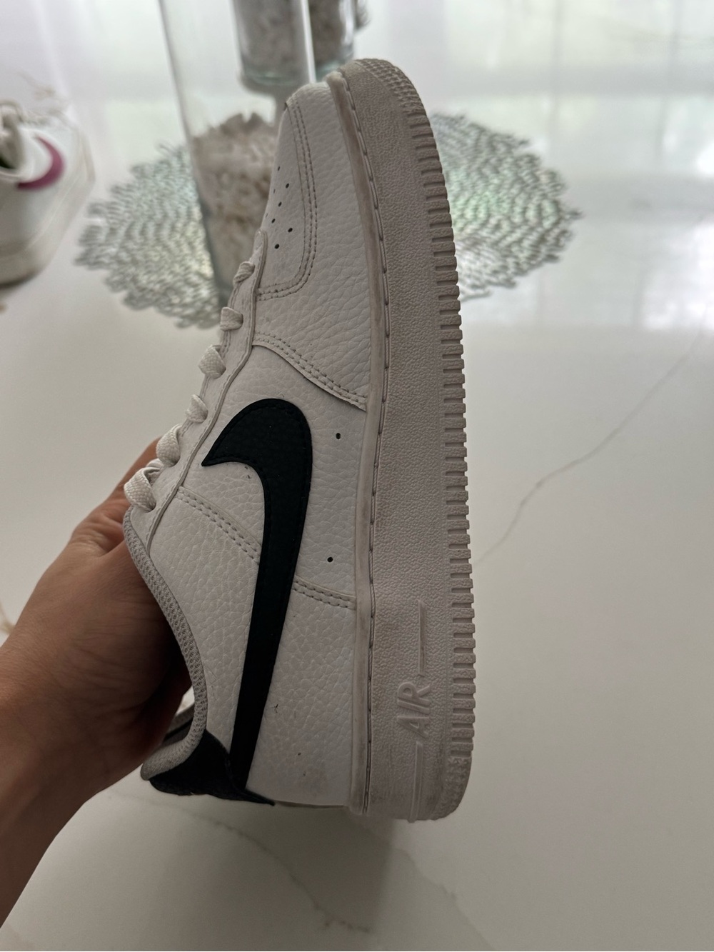 Kids White Sneakers with Black Swoosh - Classic Low-Top